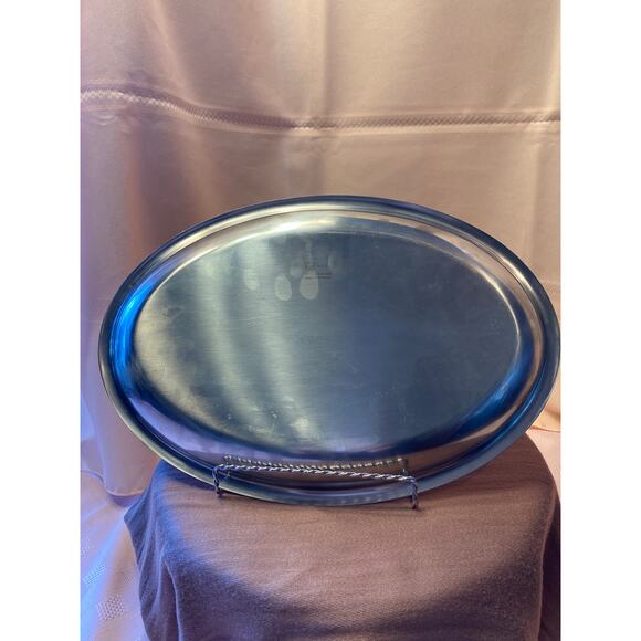 Kalmar Stainless Steel Oval  Serving Platter. Made in Denmark 14 in. X 9 ¾ in. - Picture 5 of 11